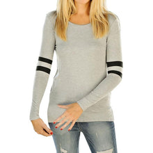 2016 Autumn Korean Fashon Women Clothing Casual Loose Long sleeve Splicing Basic Side Split Tee T-shirt Tops Femme #1122