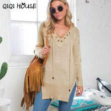 2016 Autumn Long Sleeve Blouse Black Sweater Knitting V-Neck Loose Casual Pullover Gilet Femme Manche Longue#D823