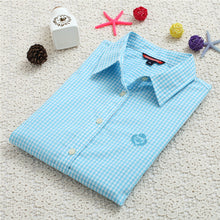 2016 Autumn New Little Plaid Shirt Fashion Casual Female Long Sleeve Women Blouse Turn-down Collar Tops With Button 71580