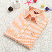 2016 Autumn New Little Plaid Shirt Fashion Casual Female Long Sleeve Women Blouse Turn-down Collar Tops With Button 71580