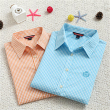 2016 Autumn New Little Plaid Shirt Fashion Casual Female Long Sleeve Women Blouse Turn-down Collar Tops With Button 71580