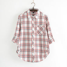 2016 Autumn New Shirt Fashion Casual Female Long Sleeve Women Plaid Blouse Turn-down Collar Tops With Button Pocket 71601