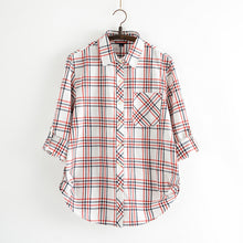 2016 Autumn New Shirt Fashion Casual Female Long Sleeve Women Plaid Blouse Turn-down Collar Tops With Button Pocket 71601