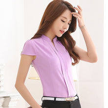 2016 Autumn New Shirt Fashion Casual Female Short Sleeve Women Blouse Stand Collar Plus Size Tops 71606