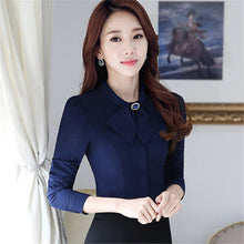 2016 Autumn New Shirt Fashion Casual Plus Size Female Women Blouse Bow Collar Plus Size Tops With Button 71608