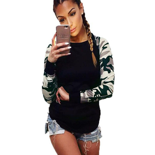2016 Autumn Spring Tops Women Army Green Patchwork Long Sleeve T Shirt Casual Tops Tee Shirt Female Hot Sale Ropa Mujer