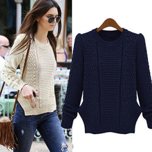 2016 Autumn Winter Fashion Knitwear Sweaters Female O Neck Long Sleeve Sweaters And Pullovers Women Beige Navy Maglioni Donna