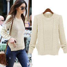 2016 Autumn Winter Fashion Knitwear Sweaters Female O Neck Long Sleeve Sweaters And Pullovers Women Beige Navy Maglioni Donna