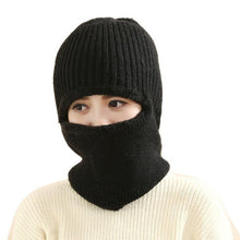 2016 Autumn Winter Warm Mask Hats For Women Knitted Wool Solid Braided Warm Windproof Unisex Hat Female Beanies Skullies