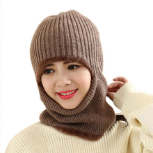 2016 Autumn Winter Warm Mask Hats For Women Knitted Wool Solid Braided Warm Windproof Unisex Hat Female Beanies Skullies