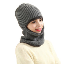 2016 Autumn Winter Warm Mask Hats For Women Knitted Wool Solid Braided Warm Windproof Unisex Hat Female Beanies Skullies