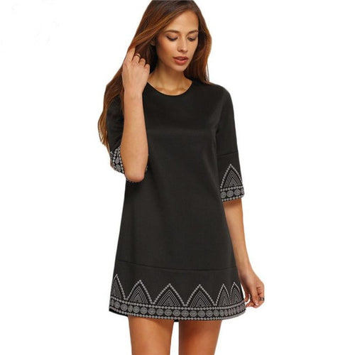 2016 Autumn Women Dress Elegant Bohomian Print Half Sleeved Evening Party Workwear Mini Dress Ladies Dresses Robe Femme