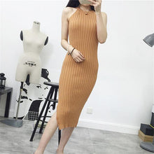 2016 Brand New Autumn Vestidos Plus Size Sexy Pencil Ankle-Length Dress Sleeveless O-neck Women Knitted Dresses 71539