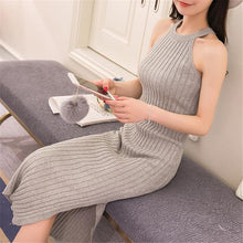 2016 Brand New Autumn Vestidos Plus Size Sexy Pencil Ankle-Length Dress Sleeveless O-neck Women Knitted Dresses 71539
