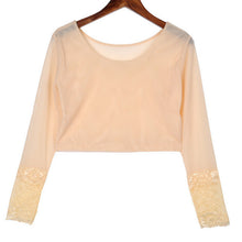 2016 Brand New Full Sleeve T-shirts Plus Size Female Chiffon Print Lace T shirts Crop Top O-neck Women t shirt 71119