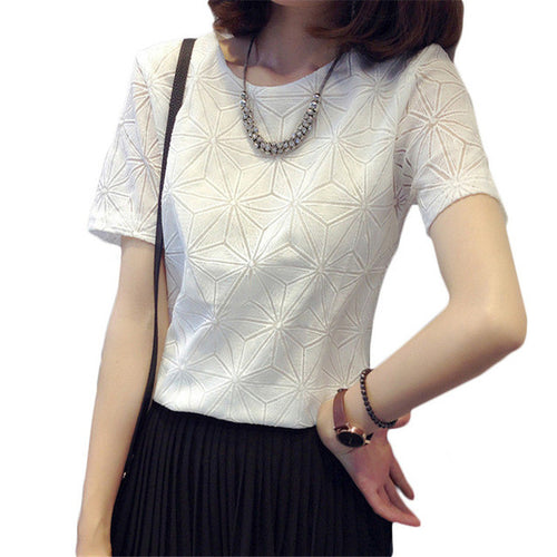 2016 Brand New Short Sleeve T-shirts Female Minimalist Plus Size T shirts Chiffon Back Zipper Tops For Women Clothing 70808