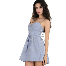 2016 Brand New Vestidos Plus Size A-line Knee-Length Dress Brief Bondage Off Shoulder V-neck Stripped Women Dresses 70937