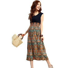 2016 Casual Boho Summer Dress Women Flower Print Long Maxi Bohemian Women Dress Ladies Evening Sleeveless Party Dresses Vestidos