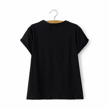 2016 Casual Women European Style T shirts O-neck Cotton Tshirt Female Short Letter Print Short Sleeve Female Crop Tops 70715