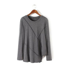 2016 Casual Women European Style T shirts O-neck Cotton Women Irregular Long Sleeve Female Solid Tops 70707