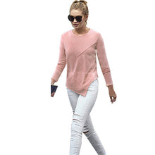 2016 Casual Women European Style T shirts O-neck Cotton Women Irregular Long Sleeve Female Solid Tops 70707