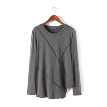 2016 Casual Women European Style T shirts O-neck Cotton Women Irregular Long Sleeve Female Solid Tops 70707