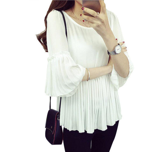 2016 Casual Women T shirts O-neck Chiffon Tshirt Female Half Butterfly Sleeve Female Tops 70780