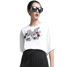 2016 Casual Women T shirts O-neck Cotton Tshirt Female Half Sleeve Female Plus Size Carton Letter Print Crop Tops 70795