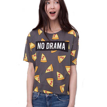 2016 Casual Women T shirts O-neck Tshirt Female Short Sleeve Plus Size Pizza Print Tops 70810