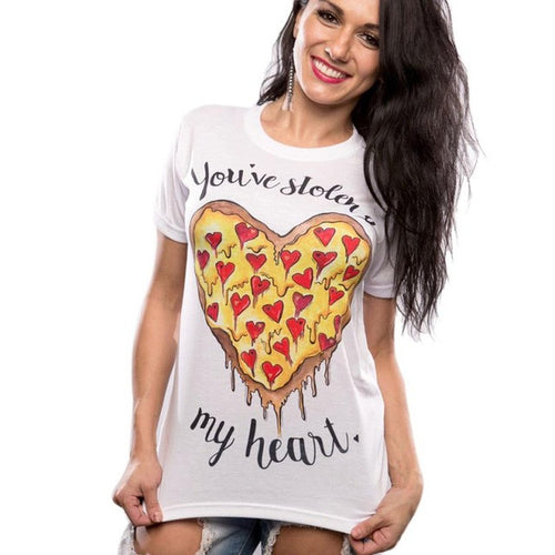 2016 European Style Summer T shirt Women Heart Print Punk Rock Fashion Tee Shirt Women Clothing camiseta mujer YEYU