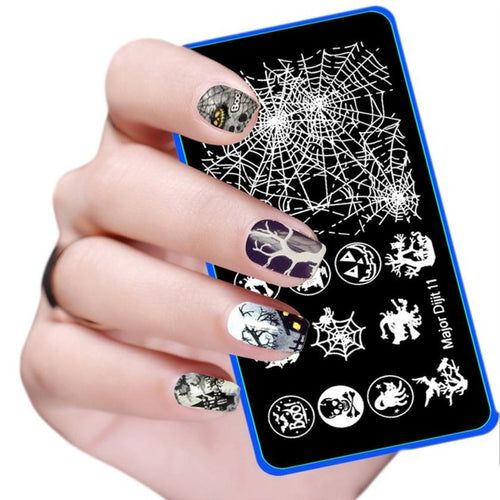 2016 Excellent Quality Black color Halloween DIY Nail Art Image Stamp Stamping Plates Manicure Template  Yo SY