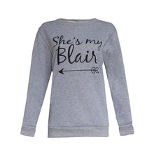 2016 Fashion Autumn Long Sleeve Best Friends T shirt Women Clothes"She's My Serena,She's My Blair" Print Tops For Girlfriends