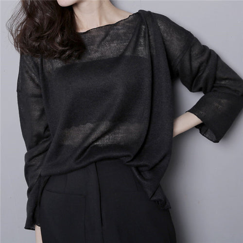 2016 Fashion Full Sleeve T-shirts Plus Size Female Knitting t shirts Plus Size Top Slash-neck Women T shirt 71670