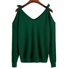 2016 Fashion Full Sleeve T-shirts Plus Size Female t shirts Kitting Off Shoulder Top V-neck Women t shirt 72144