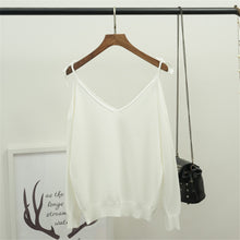 2016 Fashion Full Sleeve T-shirts Plus Size Female t shirts Kitting Off Shoulder Top V-neck Women t shirt 72144