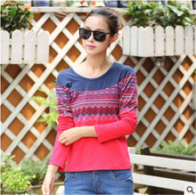 2016 Fashion Full Sleeve T-shirts Plus Size Female t shirts cycle windmill Print Top O-neck Women t shirt 72159