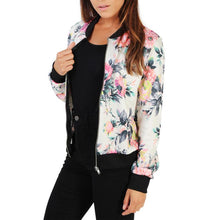 2016 Fashion Jackets Women Autumn Spring Short Coats Floral Print Punk Style Jackets Zipper Casual Female Coats For Ladies Girls