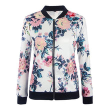 2016 Fashion Jackets Women Autumn Spring Short Coats Floral Print Punk Style Jackets Zipper Casual Female Coats For Ladies Girls