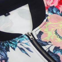 2016 Fashion Jackets Women Autumn Spring Short Coats Floral Print Punk Style Jackets Zipper Casual Female Coats For Ladies Girls