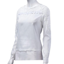 2016 Fashion Ladies stylish sexy chiffon blouse O neck Long Sleeve shirts partly transparent casual slim blusas camisas femenina