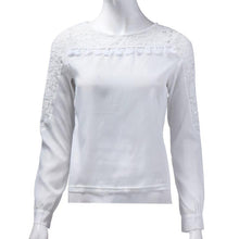 2016 Fashion Ladies stylish sexy chiffon blouse O neck Long Sleeve shirts partly transparent casual slim blusas camisas femenina