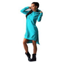 2016 Fashion Long Sleeve Split Solid Cotton Women Sweatshirt Dress Double Split Hoodie Pullover Pockets Sweater Sexy Dress #53