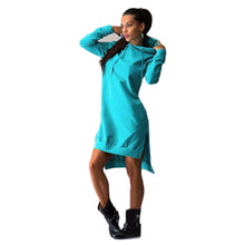 2016 Fashion Long Sleeve Split Solid Cotton Women Sweatshirt Dress Double Split Hoodie Pullover Pockets Sweater Sexy Dress #53