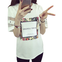 2016 Fashion Mesh Women clothing T shirts Letter Printed Floral Print T-shirt Women LaceTop Short Sleeve Female tops 70608