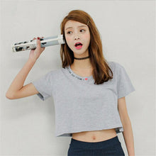 2016 Fashion New Letter Print Short Sleeve T-shirts Female Plus Size T shirts O-neck Cotton Tops For Women Clothing 70366