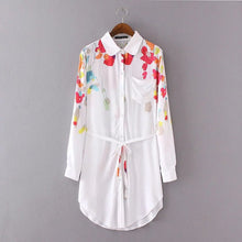 2016 Fashion New Summer Print Long Sleeve Blouse Women Plus Size Tops Casual Turn-down Collar Shirt S-L With Button 71598