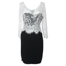 2016 Fashion Sexy Women Lace Patchwork Dress Summer 3/4 Sleeve Hollow Pencil Dress Ladies' Bandage Bodycon Party Dress Vestidos