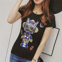 2016 Fashion Short Sleeve T-shirts European Style Plus Size Female T shirts Carton Print Top O-neck Women t shirt 71291