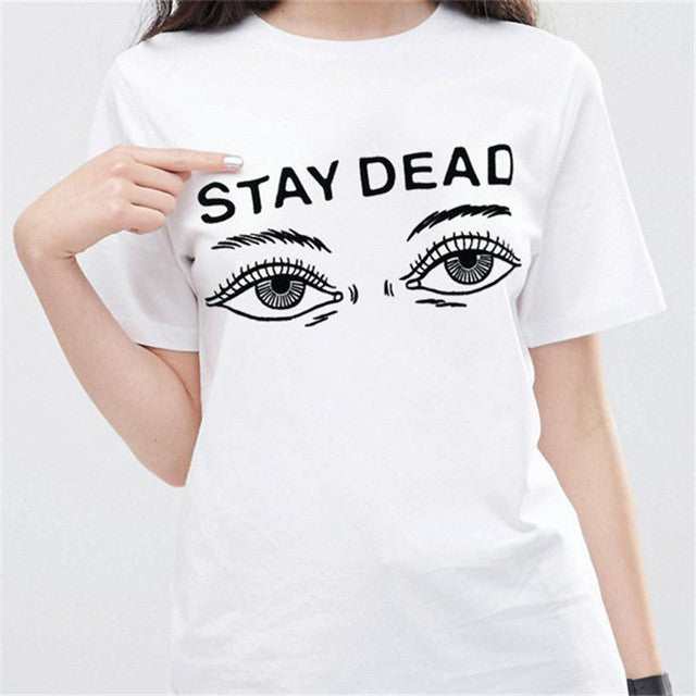 2016 Fashion Short Sleeve T-shirts Plus Size Female T shirts Letter Big Eyes Print Top O-neck Women t shirt 71676