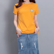 2016 Fashion Short Sleeve T-shirts Plus Size Female t shirts Plus Size Top O-neck Women Smile Face Print T shirt 71673